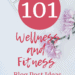 Flowers next to a computer keyboard with a text overlay about fitness blog post ideas