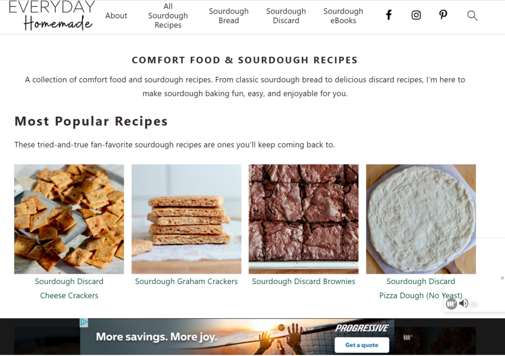 A screenshot of a dietitian's website with ads.