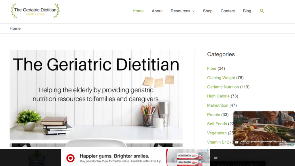 Another dietitian's website with ads.