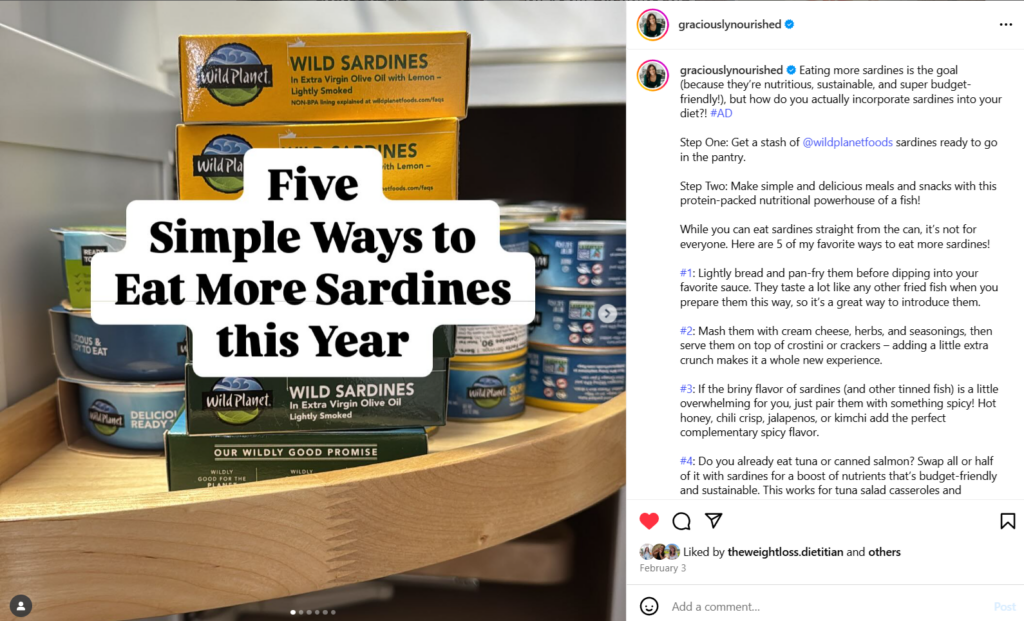 Another sample sponsored post on Instagram.