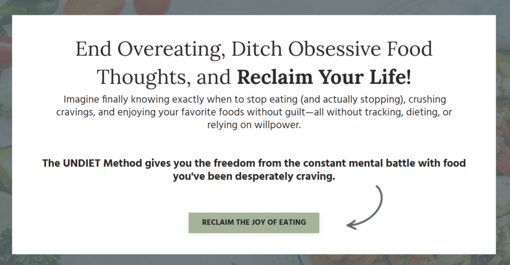 A screenshot of a dietitian's course landing page.